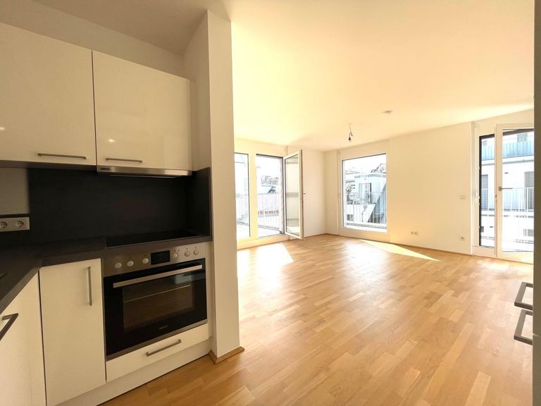 Küche und Wohnzimmer