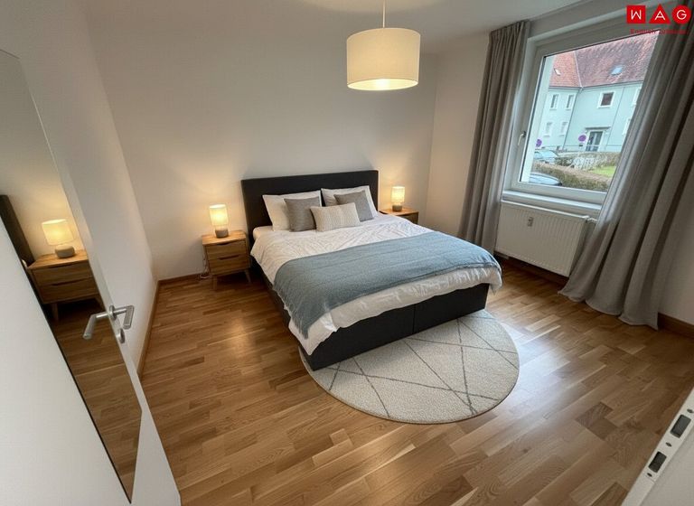 Großmannstraße 12, KI generiert, Beispiel Einrichtung Schlafzimmer