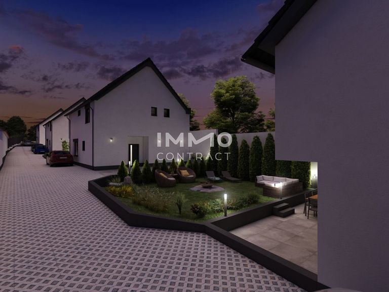 Gartenansicht Haus 1 Dämmerung