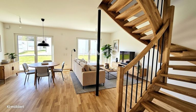 Wohnzimmer KI-möbliert