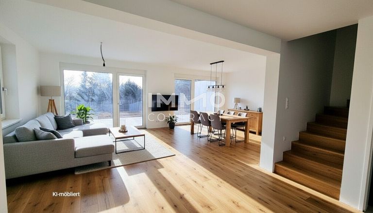 Wohnzimmer KI-möbliert