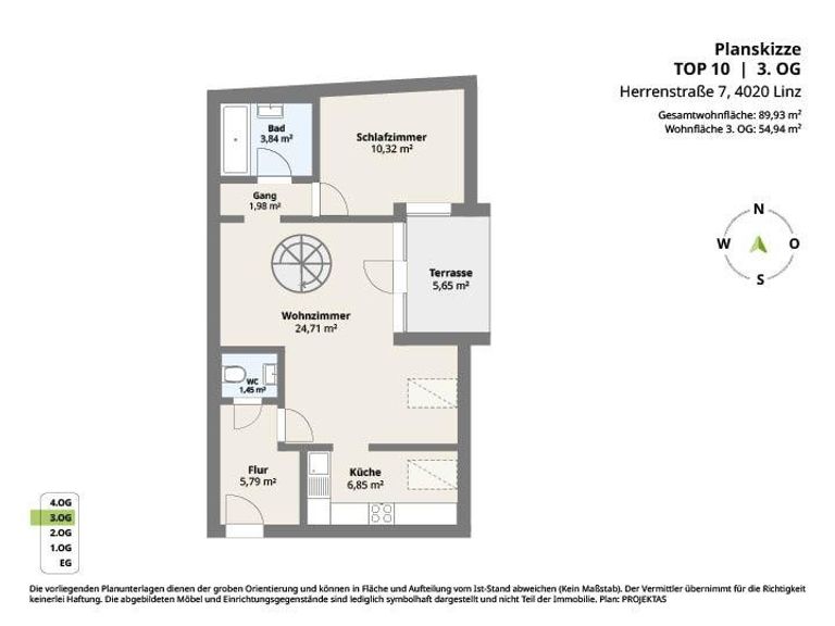Planskizze Top 10 3. OG