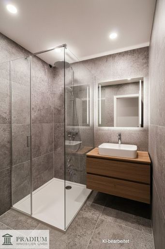 Badezimmer (Ki generiert) Duschwand wird noch eingebaut