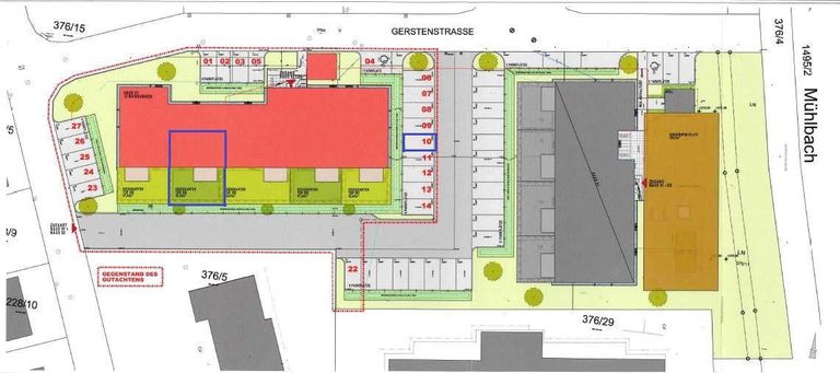 Grundriss Wohnhaus mit Parkplatz