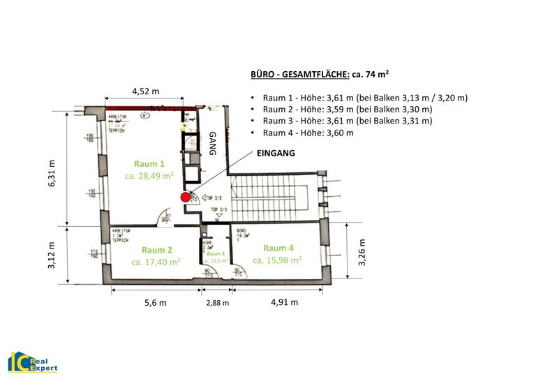Büro Top 02 02 Raumhöhe